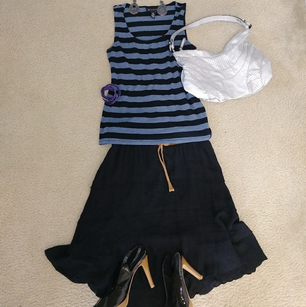 INC Navy & Black Striped Tank Top - Picture 1 of 8